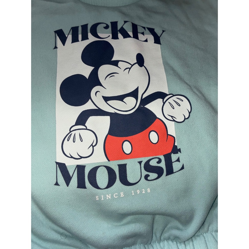 Disney Primark Mickey Mouse Sweatshirt and Joggers Set Mint Green 9-12 Months - Picture 5 of 10